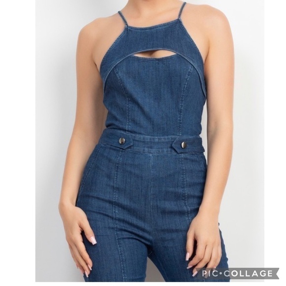 So Cute!! Dark Denim Jumpsuit - Picture 2 of 4